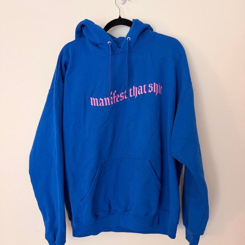 RETRO AEP royal blue "manifest that sh*t" graphic hoodie, One Size 💙